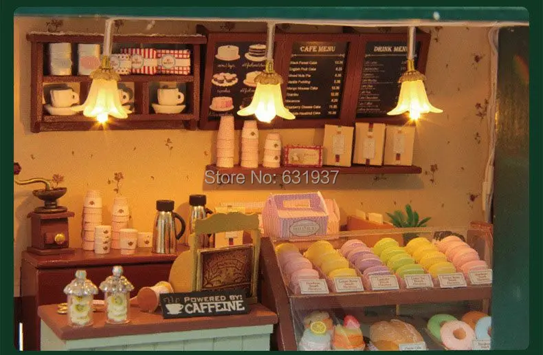 Большой кукольный дом ручной работы миниатюрная кофейня креативная модель