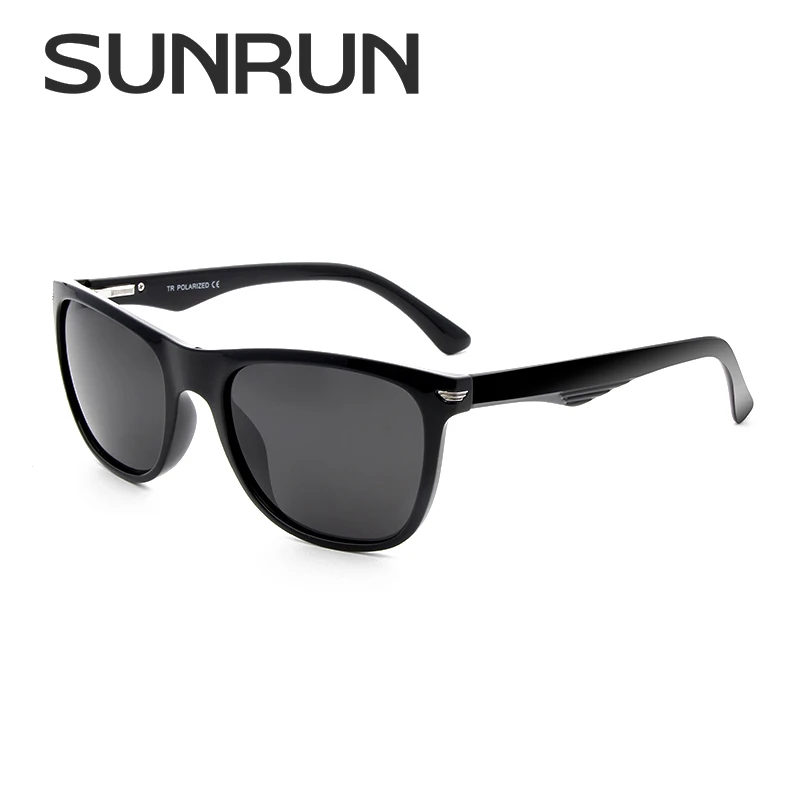SunRun Мода поляризованных солнцезащитных очков Для мужчин квадратный TR90 рамка
