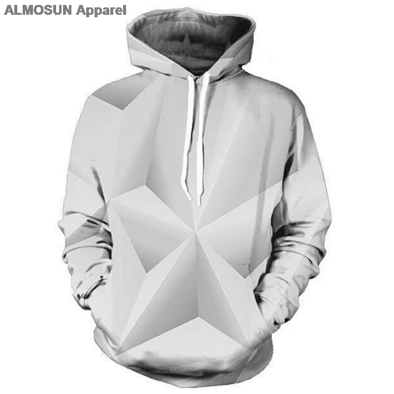 Худи ALMOSUN с абстрактным многоугольным фоном и 3D принтом Толстовка С Карманами