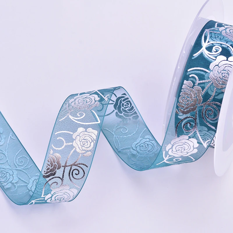 YAMA золотого и серебряного цвета из органзы Лента с цветочным принтом фокусным