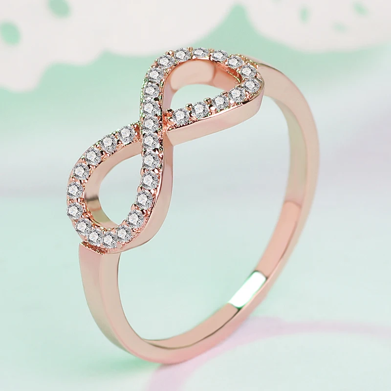 Женское кольцо FINDYOU Infinite love классическое из розового золота с кубическим