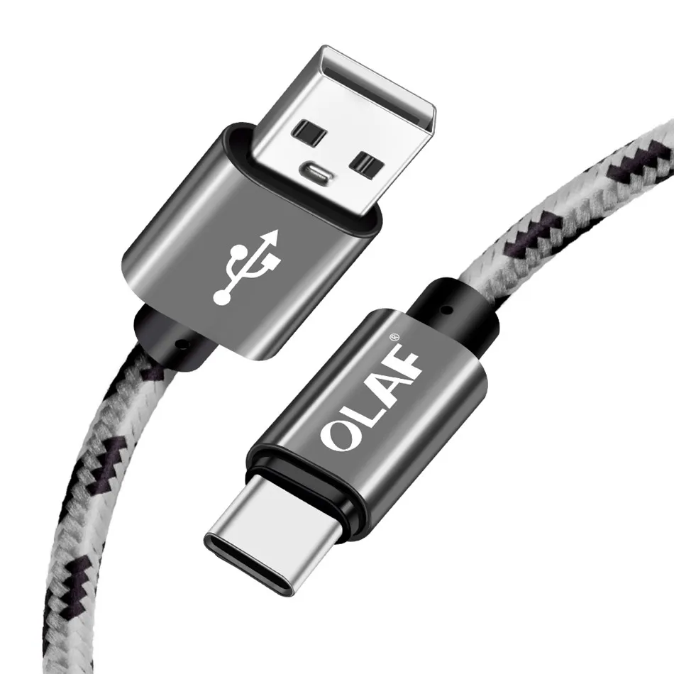 Gray Олаф 1 м 2 м usb type-C кабель для быстрой зарядки USB C кабель type-C 3,1 кабель для передачи данных кабель для автомобильного зарядного устройства для samsung S9 S8 pocophone F1 - Цвет: Gray