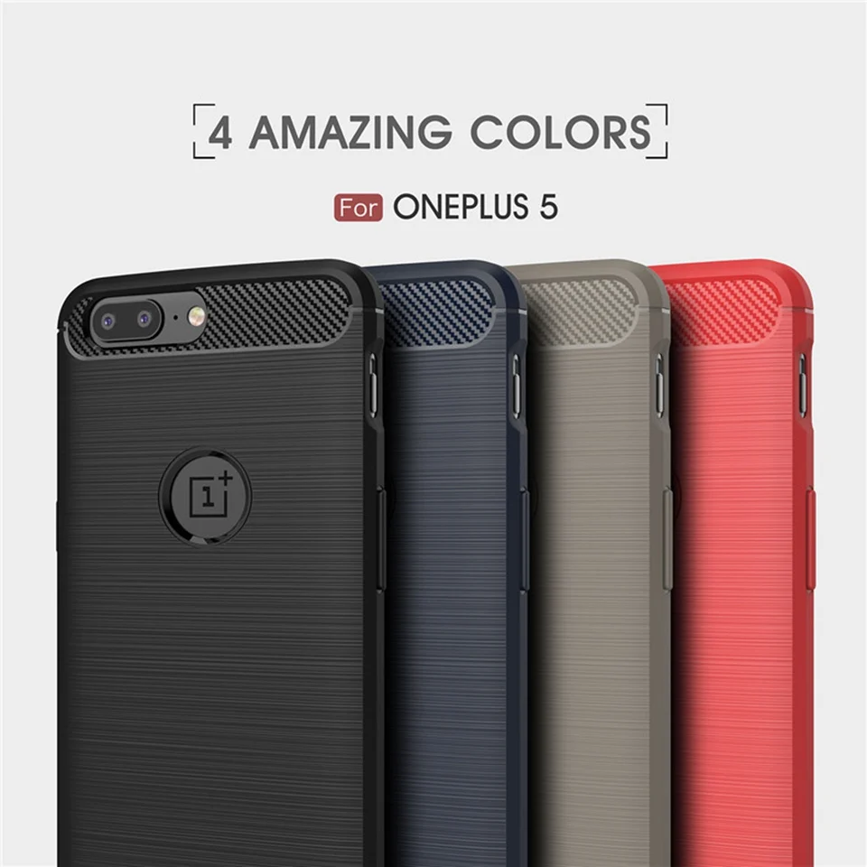 Чехол из углеродного волокна для OnePlus 5 мягкий чехол ТПУ анти-стук