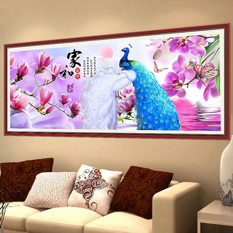 Круглая Алмазная вышивка алмазная живопись павлин магнолия 5D сделай сам