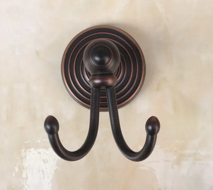 Robe Hook Масло втирают бронзовые аксессуары для ванной комнаты Набор полотенцесушитель держатель для туалетной бумаги настенный набор оборудования для ванной - Цвет: Robe Hook