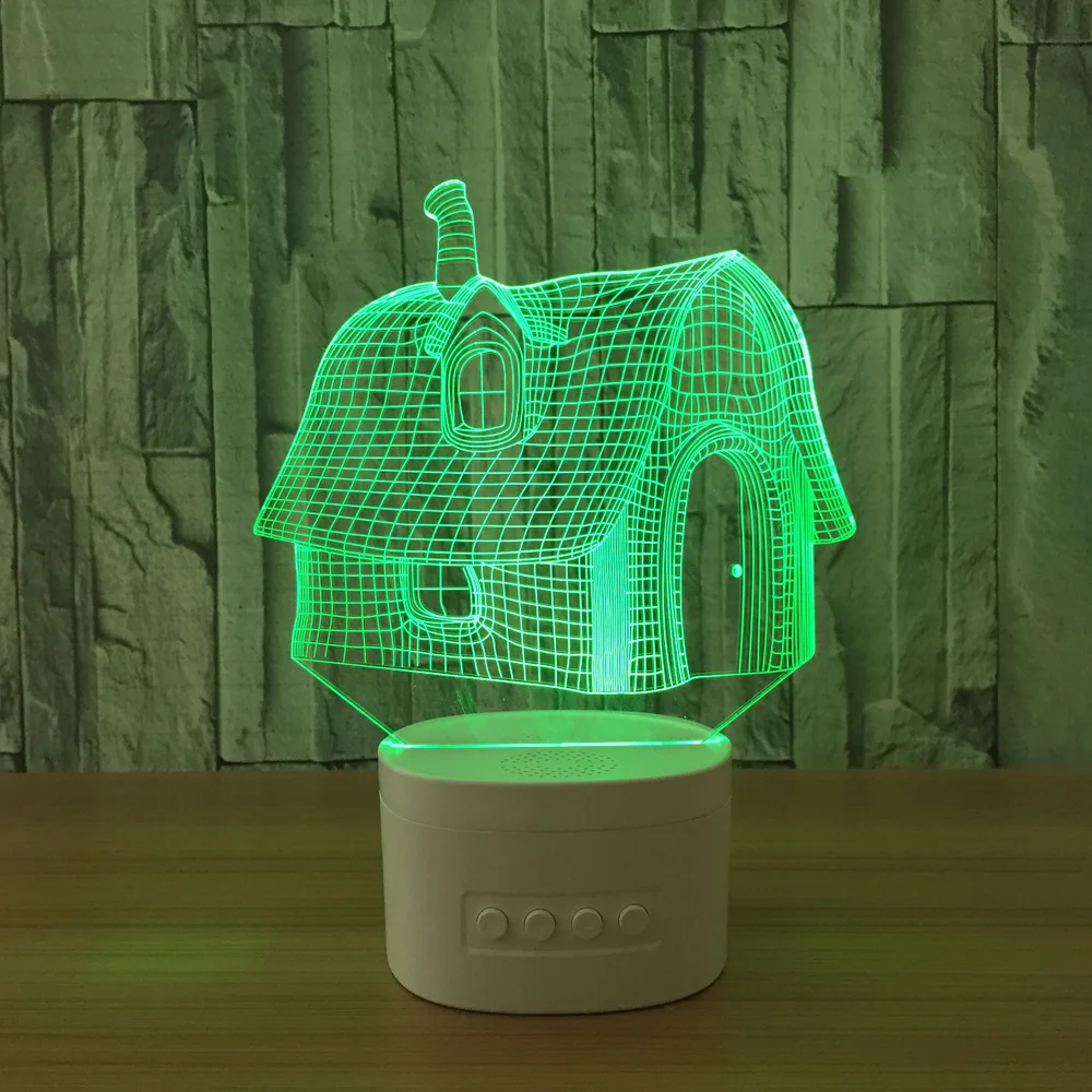 Маленький 3D ночной Светильник The house светодиодсветодиодный лампа с цветными