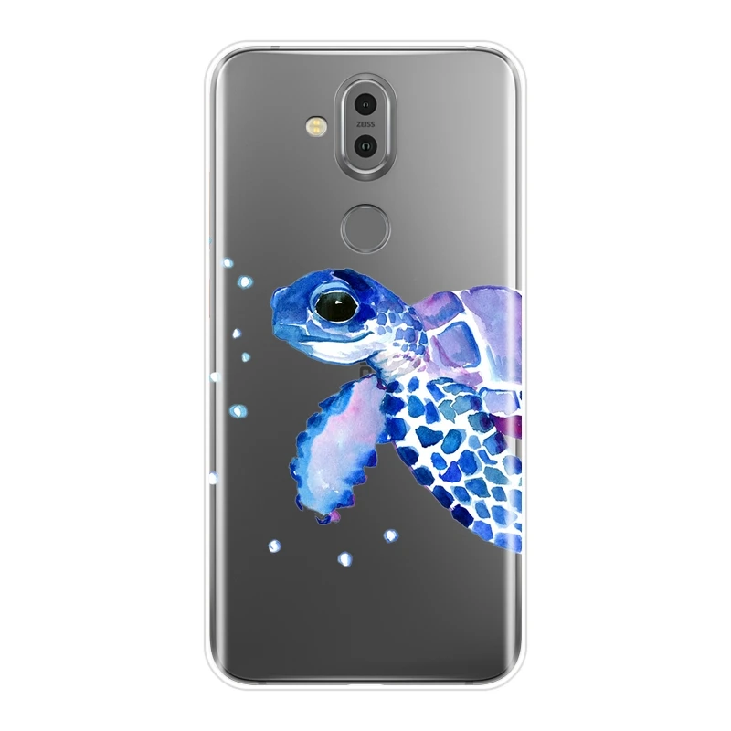Чехол-накладка для Nokia 7 1 6 5 3 2 Plus силикон мягкий зеленый синий черепаха животное
