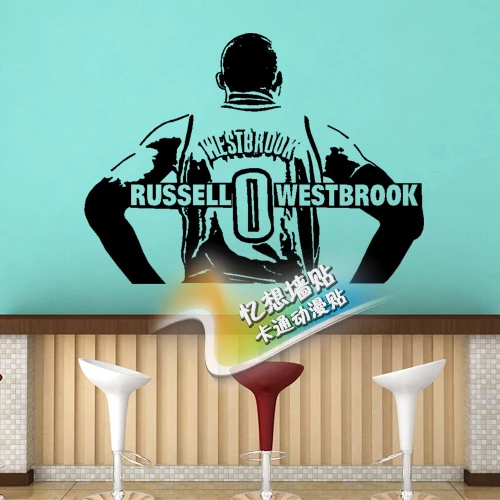 

Free shipping DIY vinyl custom cartoon stickers, the Oklahoma city thunder Russell westbrook decorative wall stickers