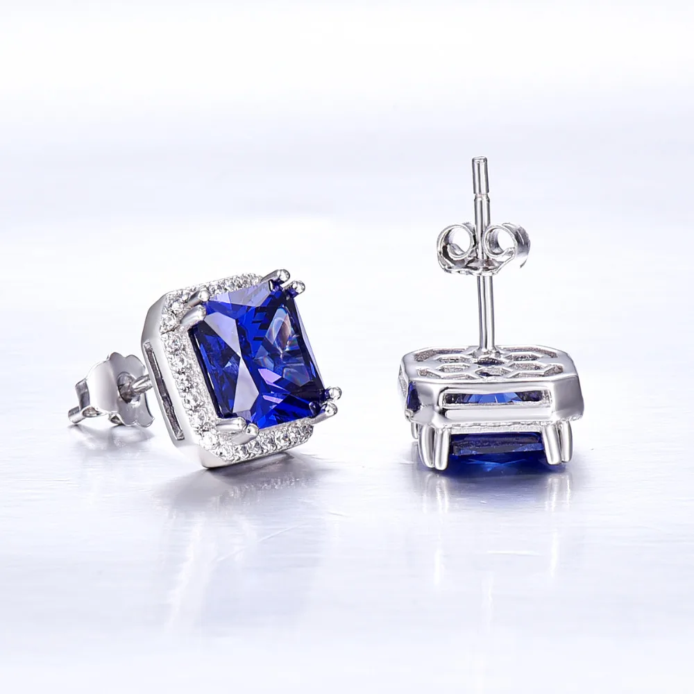 Женские серьги из серебра 925 пробы с голубым и рубиновым топазом|white topaz earrings|earrings