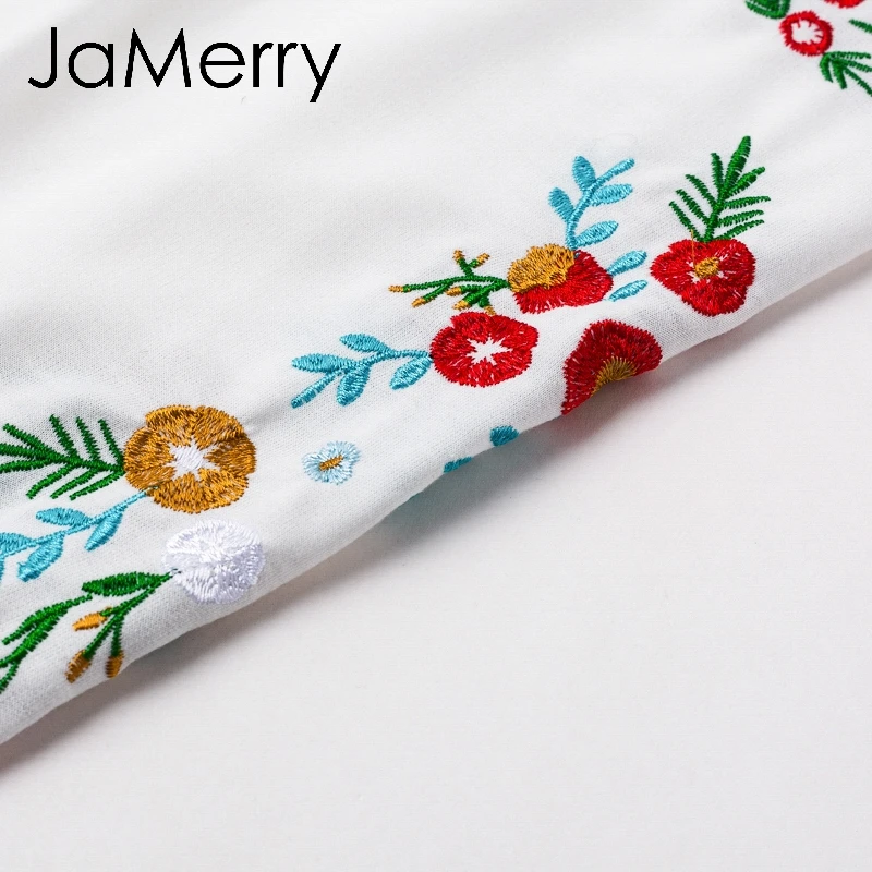 JaMerry Этническая Богемия для женщин Мини Короткое платье вышивка цветочный с