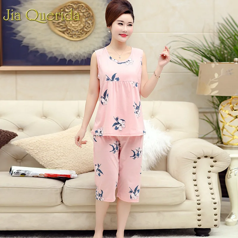Хлопковые пижамы больших размеров новинка 2019 Женская домашняя одежда летние