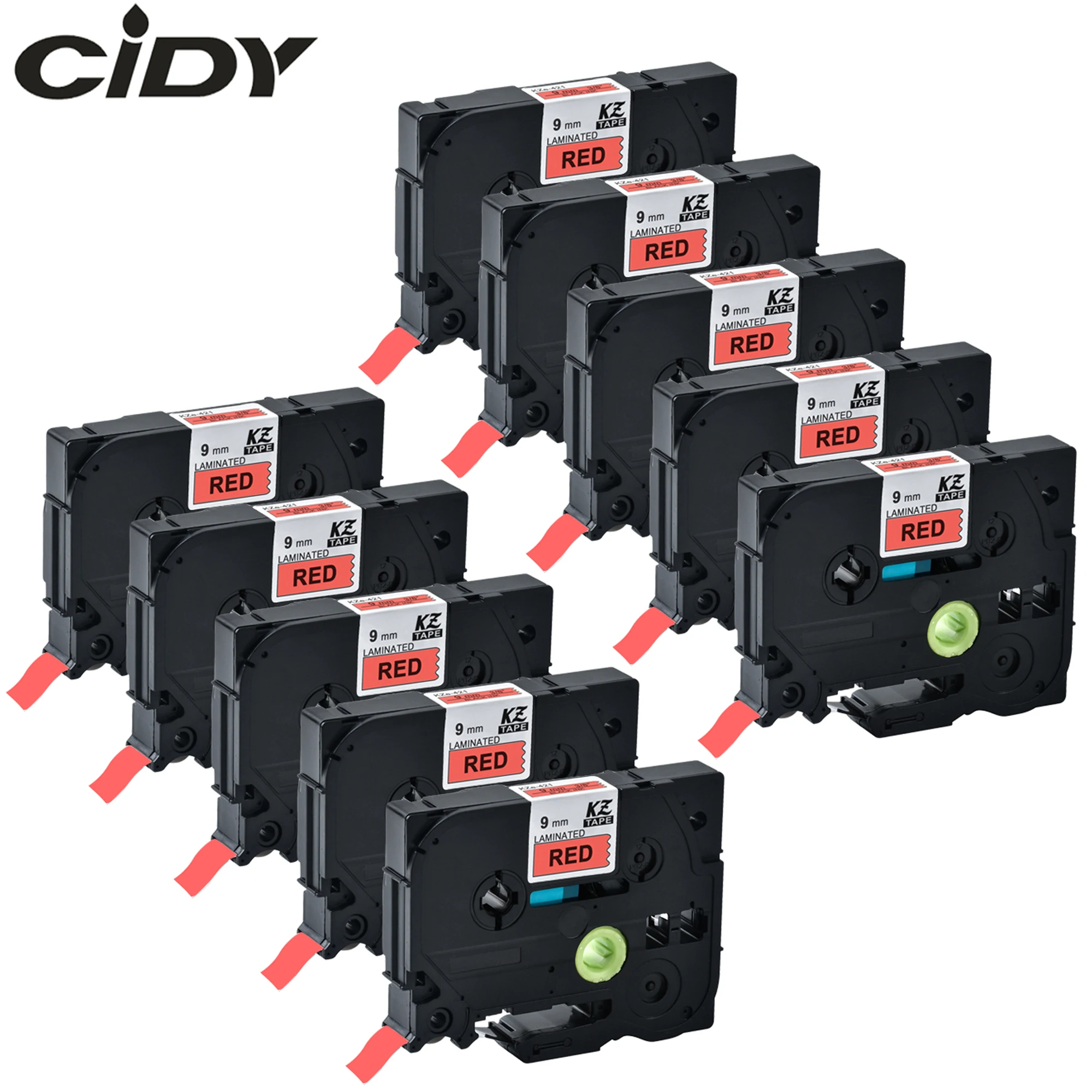 

CIDY Black on red 10pcs 9mm TZe421 TZe 421 TZ 421 TZ421 TZ-421 TZe-421 Laminated Adhesive Labels Tape Compatible For Brother