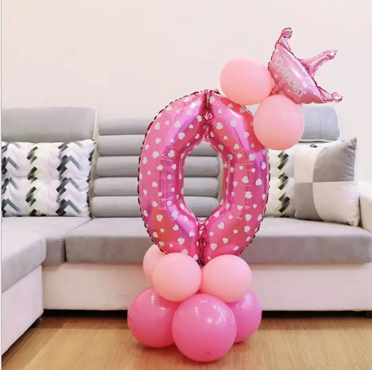 pink0 1 комплект воздушные шары на день рождения ребенка день рождения украшения Дети Розовый Синий розовое золото номер фольги Свадебный шар юбилей - Цвет: pink0