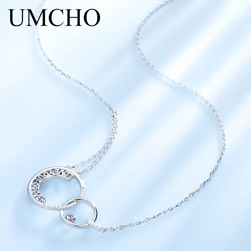 UMCHO, 925 пробы, серебряный, соединенный, с подвеской в виде буквы, Neklaces, для женщин, прекрасный подарок для ювелирных изделий, повседневные, спортивные, вечерние