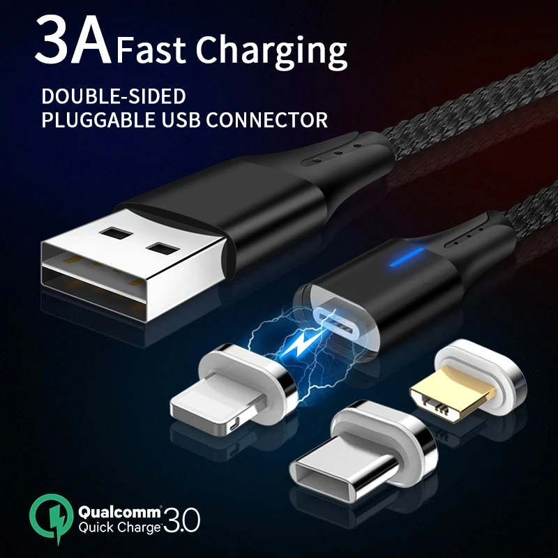 Магнитный usb-кабель CatXaa с разъемом type-C, магнитный usb-кабель для передачи данных 3 А, адаптер для быстрой зарядки для huawei samsung, Дополнительный внешний аккумулятор