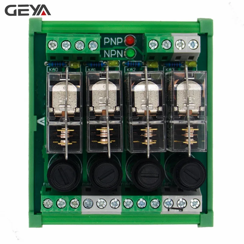 GEYA NGG2R 4 Канальный Релейный Модуль реле Omron доска с предохранителем 1NO1NC 12V 24V