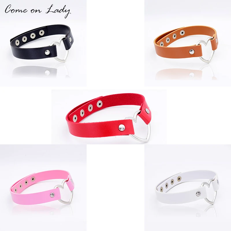 5 шт./лот панк кожа сердце чокер ожерелье для женщин ноги шея и запястья