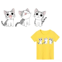 cute cat animals patch for clothing sticker thermo transfer for clothes decor diy tops badges transfer fusible clothing t shirt