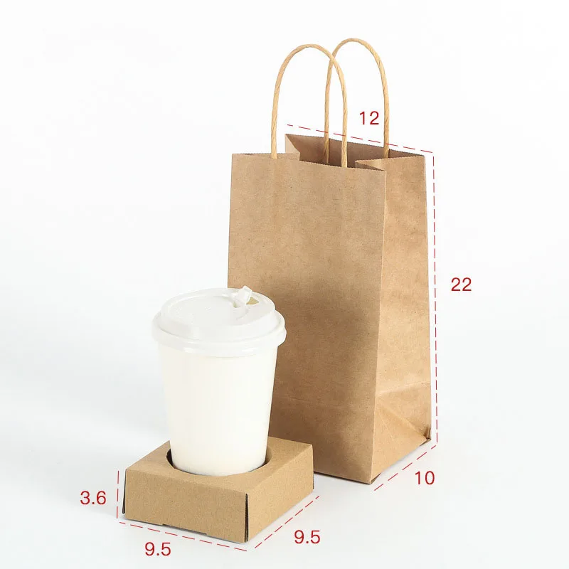 one cup holder 100 компл. одноразовые кофе вынос держатель кафе молоко сок упаковочные инструменты держатели с бумажный пакет взять напитки чашки полки - Цвет: one cup holder