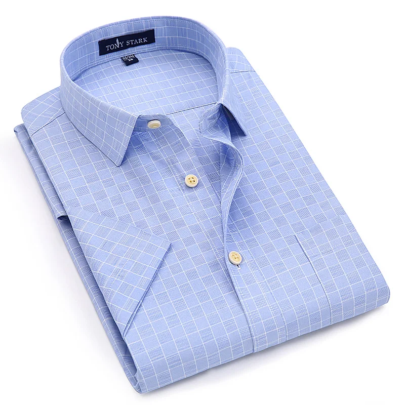Высокое качество Для мужчин рубашка Бизнес 2018 бренд Повседневное короткий рукав
