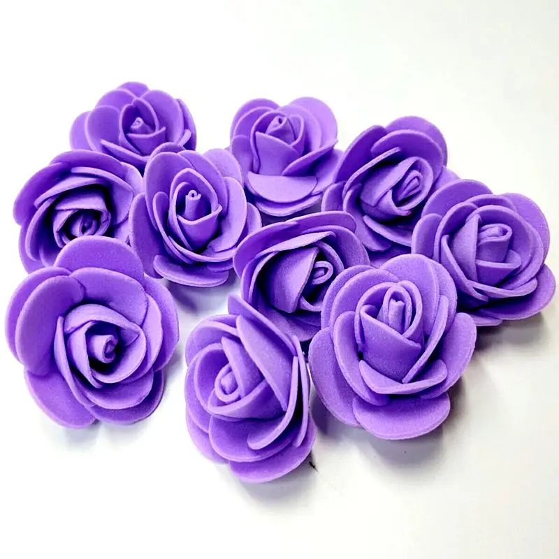 purple HL 100 шт./лот 3,5 см пена роза искусственный цветок голова свадебный фестиваль украшения Цветы Аппликации DIY Скрапбукинг - Цвет: purple
