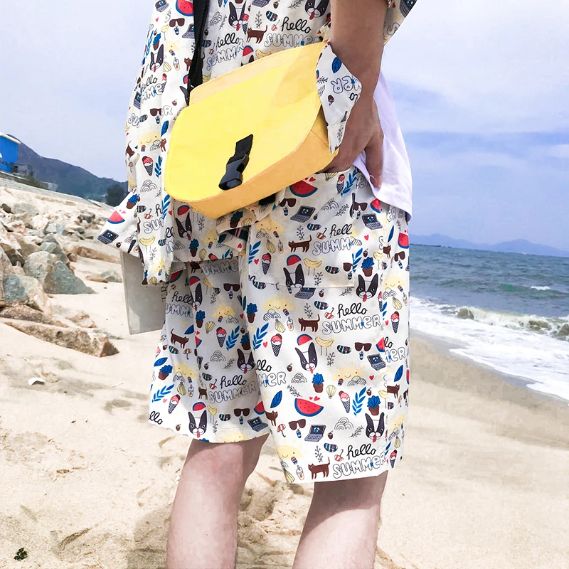 Lovely Printed Elastic Waist Men's Shorts 2018 Summer Beach Men 3 Colors | Мужская одежда
