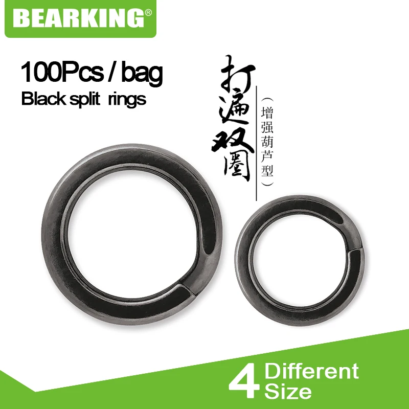 bearking 100 шт Черный цвет разъемное кольцо рыболовный коннектор брендовые рыболовные крючки популярная модель приманки, популярная модель