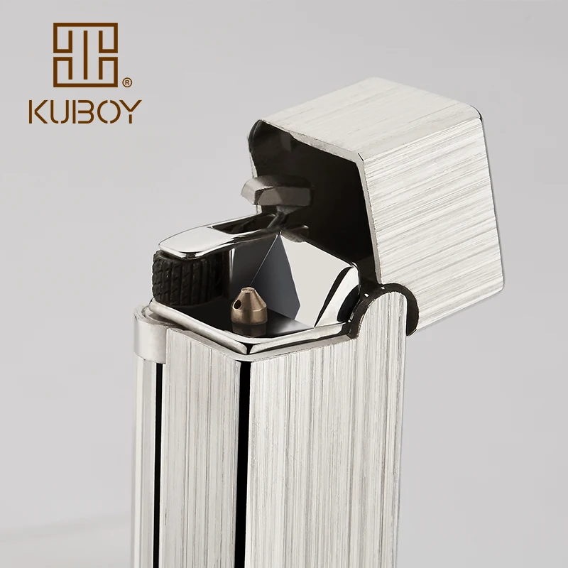 Высококачественная брендовая газовая зажигалка KUBOY, белая матовая никелевая металлическая ветрозащитная Зажигалка для мужчин, деловые подарки, Lighters-k6-1