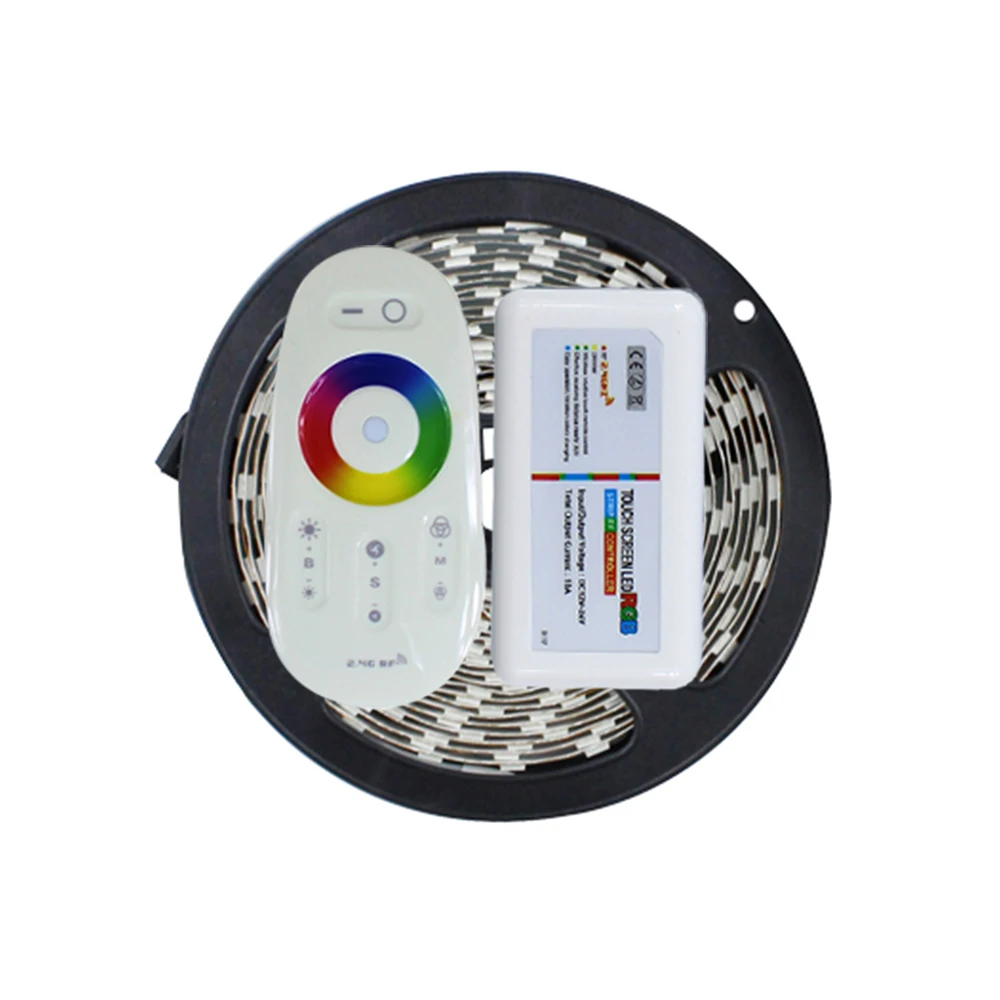 

5050 RGB LED Strip 5M 300Led DC12V Flexible Light not waterproof Led stripe rope lights + 2.4G touch screen RF remote control