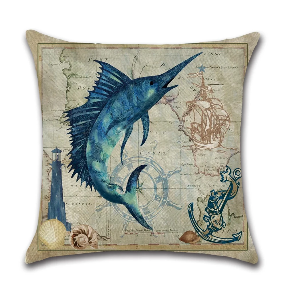 Наволочка для подушки с изображением морской черепахи Медузы осьминога