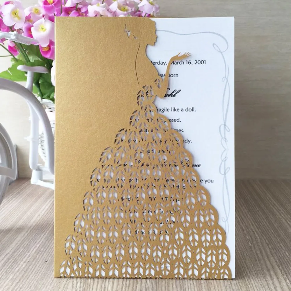 

100pcs /lot royal wedding invitation card for wedding paper card bride design wedding card Bat Mitzvah Card Adult Ceremony QJ-12
