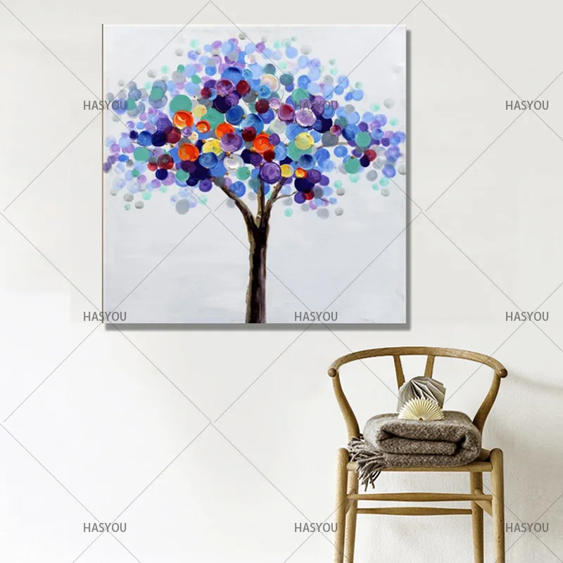

Wish Tree Picture Art For Living Room Handpainted Modern Abstract Oil Painting On Canvas Wall Artwork Living Room Home Decor