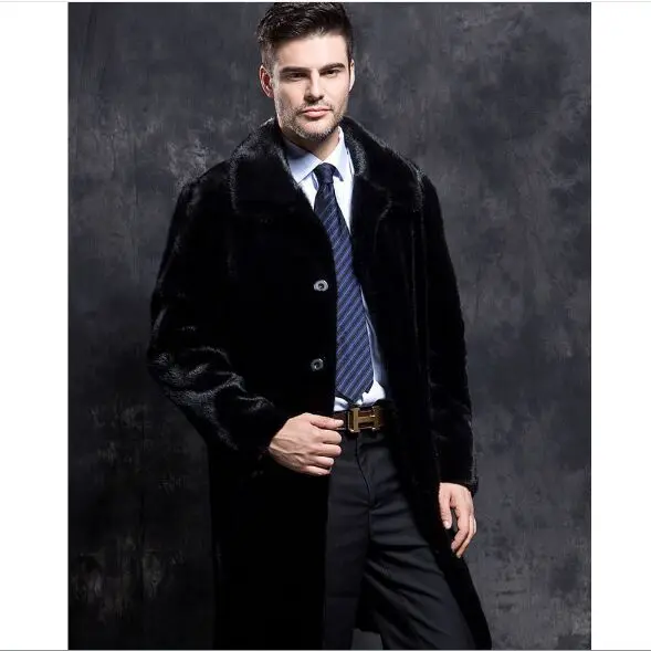Роскошные Длинные мужские зимние пальто Clobee 2017 искусственный мех норки верхняя