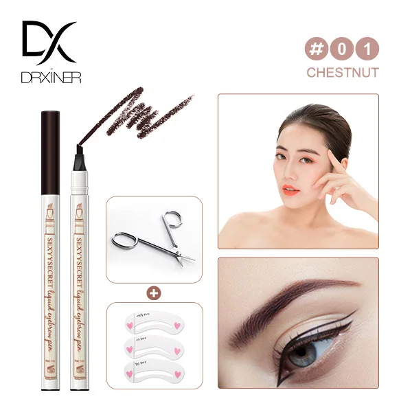 Drxiner карандаш для бровей, микроблейдинг, тату-ручка для бровей, тонкий эскиз, жидкая ручка для бровей, водостойкая тату, прочный карандаш для бровей - Цвет: color 1 set