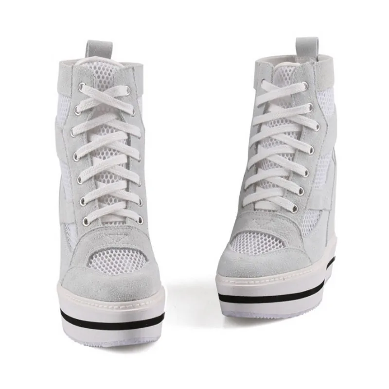 Эспадрильи женские на высокой платформе сетчатые дышащие кроссовки обувь