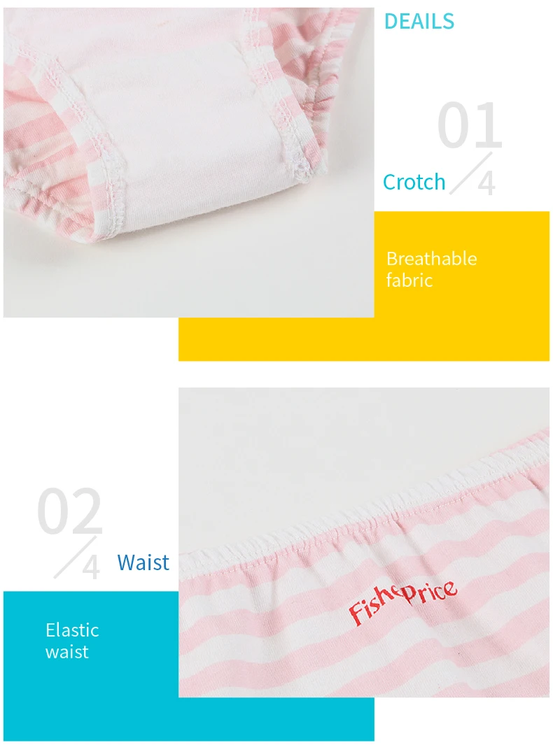 THREEGUN X Fisher-Price 2-4 Years Baby Underwear Panties Baby Girl Underwear Toddler Girl Underwear