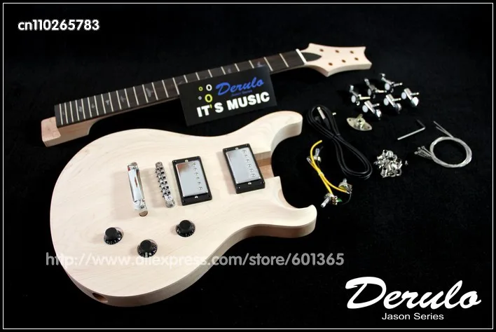 DIY Электрогитара Комплект твердого красного дерева тела канадский клен шеи