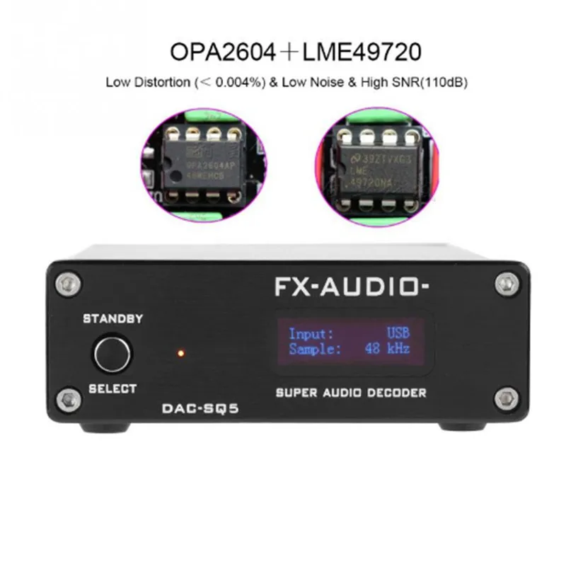 FX-Audio DAC-SQ5 Mini Hifi USB DAC Audio Decoding Headphone Amplifiers Amplificador Decoder PCM1794 AK4113 SA9027 24BIT 192KHz |