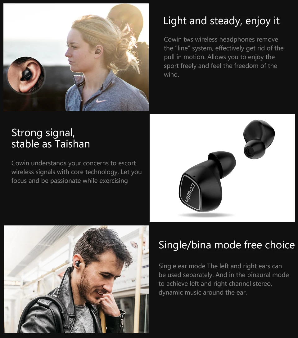 Cowin ky02 сенсорные bluetooth-наушники 5,0, настоящие беспроводные наушники в ухо, стереогарнитура, Спортивная гарнитура iptx5с микрофоном, гарнитура, коробка
