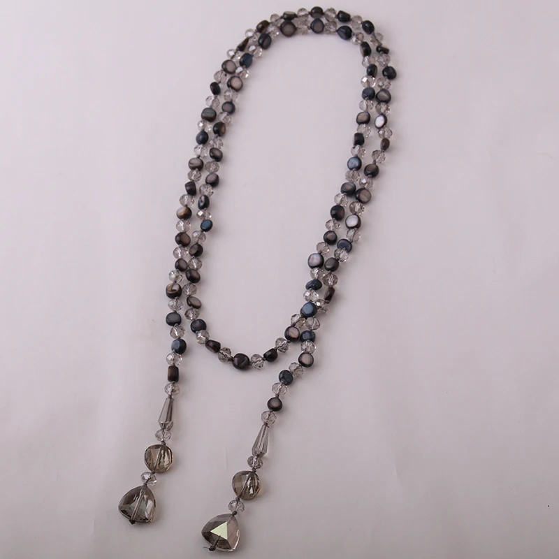 Бесплатная доставка модное длинное ожерелье с узелком серое подвеской из