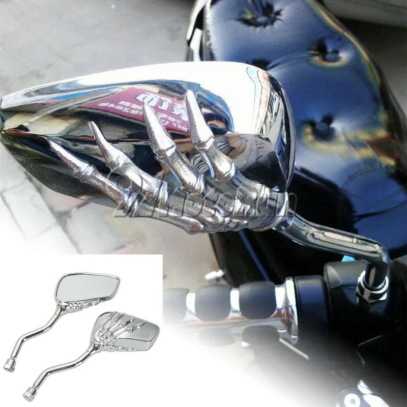 Хром Череп Rearveiw зеркала для Honda Shadow Spirit Aero Ace VT 750 1100 VTX1300/Suzuki Boulevard M109R M50 M90 M95 C109R C50