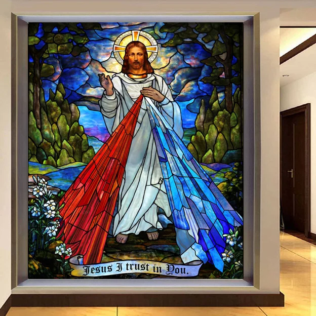 Можно сделать любой размер пленка для окон стеклянная Постер Jesus Christ витражная