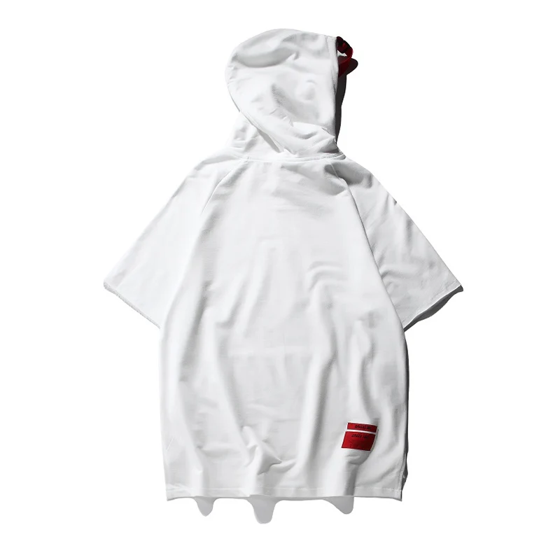 

Summer Male T-shirt Pure Color Short Sleeve Loose Hooded Tops Tees Men Women Street Skateboard hip hop T shirt