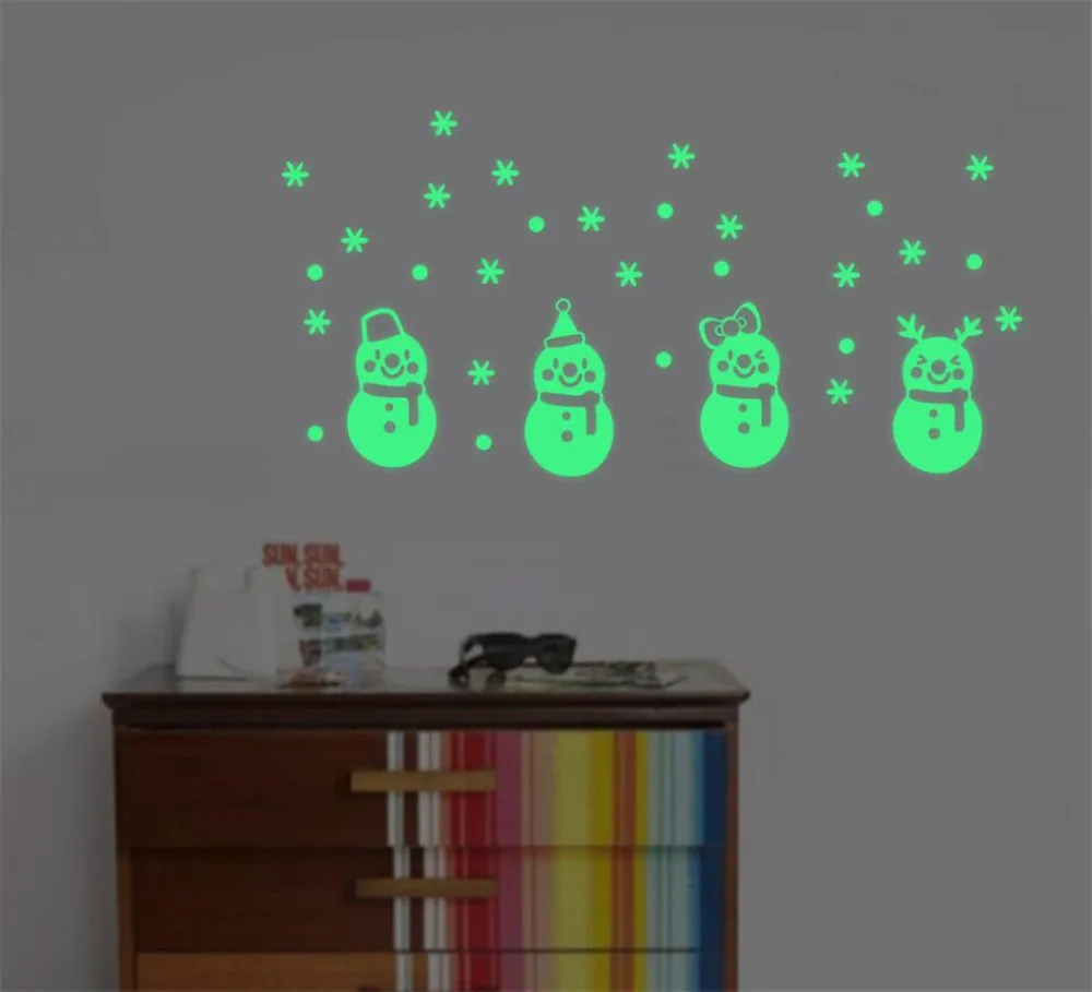 Новинка горячие ночные наклейки на стену Рождественский снеговик DIY Детские