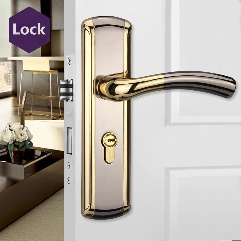 

Modern Mute Furniture Door Lock Handle Fashion Interior Door Knobs Single Bolt Door Lock Anti-theft Gate Lock Hardware Locks