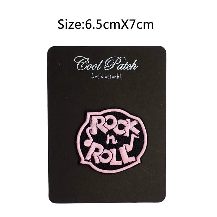 Нашивка ROCK N ROLL с розовым логотипом для девушек женщин рок-группы вышивкой утюгом
