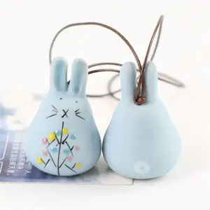 Горячая Распродажа изысканная ручная работа, керамические колокольчики, ювелирные изделия, милый кролик, колокольчик, подвеска, пасхальный подарок, украшение сада