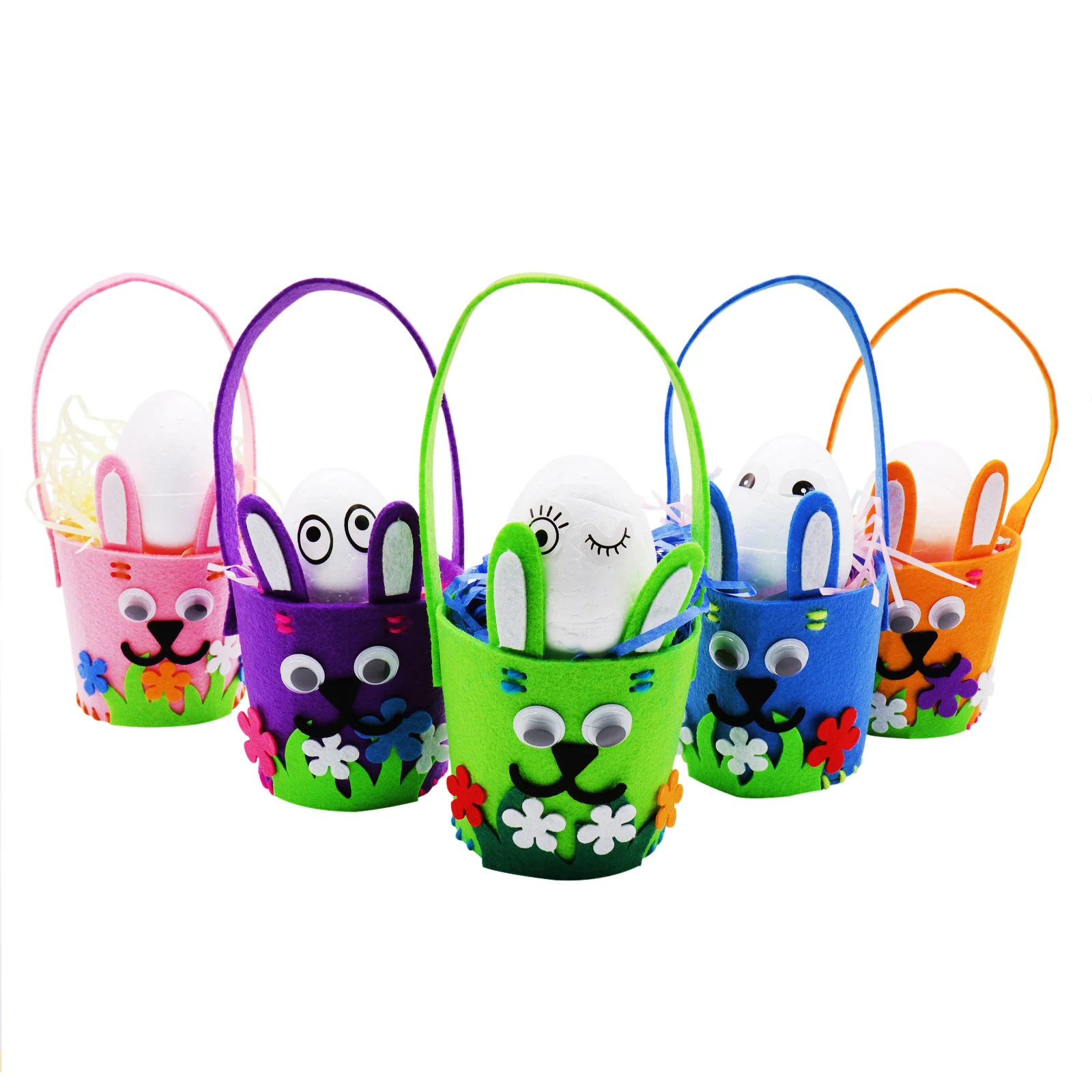 

1 Set DIY Handmade Basket With Foam Egg Easter Decoration Rabbit Basket Kids Favor Mini Basket DIY Accessories