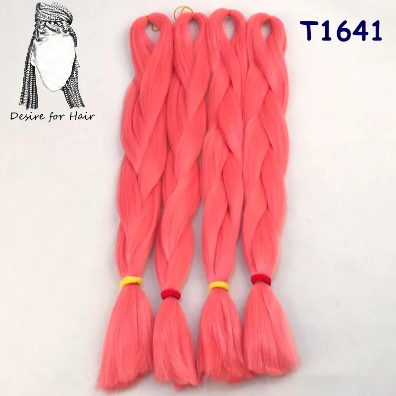 Desire for hair 10 упаковок в партии 24 дюймов 100 г термостойкие синтетические ombre jumbo плетение коробка волос красный оранжевый розовый зеленый - Цвет: M1b/30#
