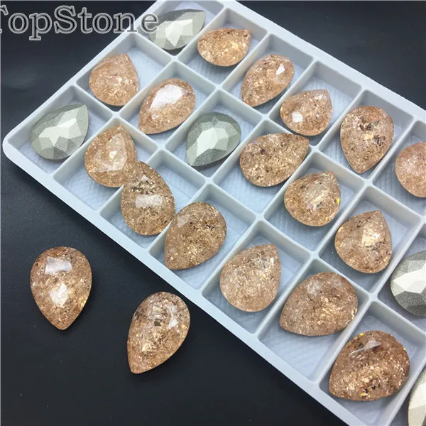 362IC Lt Peach TopStone K9 Ледяной цветок 10x14 13x18 мм стеклянный кристалл в форме слезы необычный Камень Pointback капли Стразы ювелирные изделия бусины без отверстий смешанные - Цвет: 362IC Lt Peach